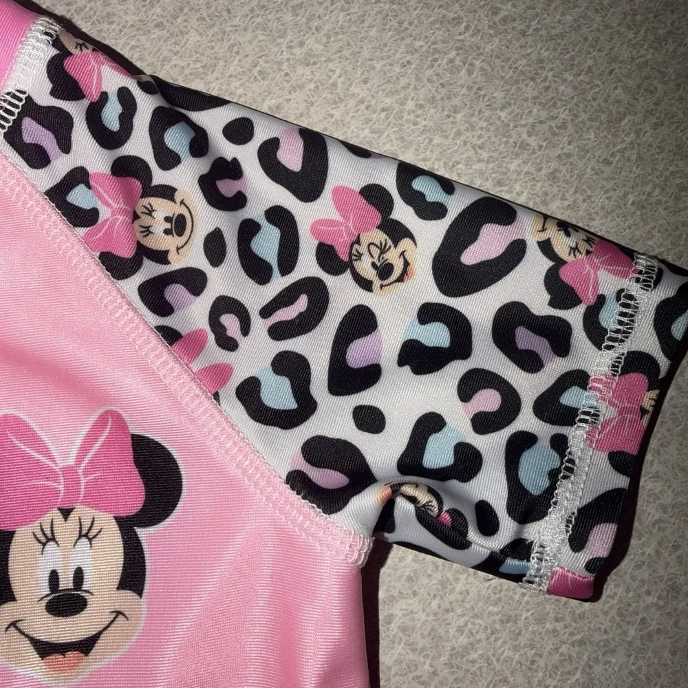 Disney Baby‎ Minnie Mouse Rash Guard Swim Suit 12M Pink Cheetah Animal Print